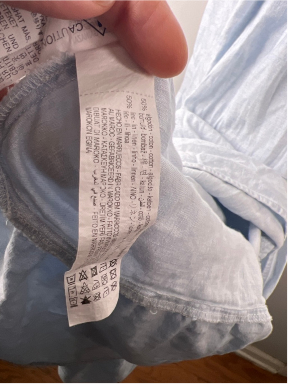Zara Light Blue Cotton Linen Maxi Dress Womens S Halter Open Back Tiered Summer - Picture 6 of 6